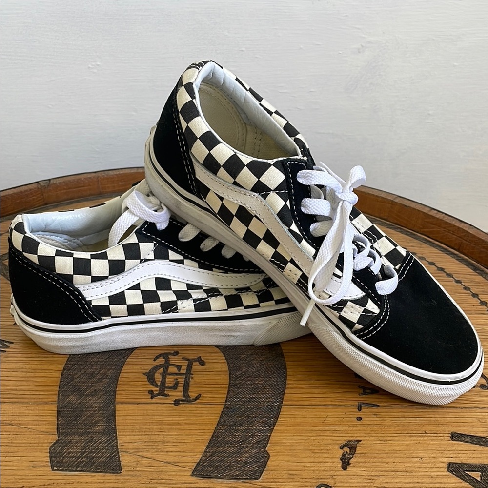 Kids Vans Blk n White Checkered Tie ons